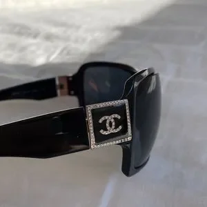 Chanel Sunglasses 5081-B c.501/87 Chanel Black Plastic Frame and Crystal CC Oversized  main image 4